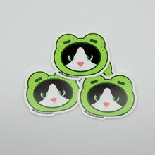 Load image into Gallery viewer, Cat with Froggy Hat Vinyl Sticker