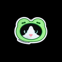 Load image into Gallery viewer, Cat with Froggy Hat Vinyl Sticker
