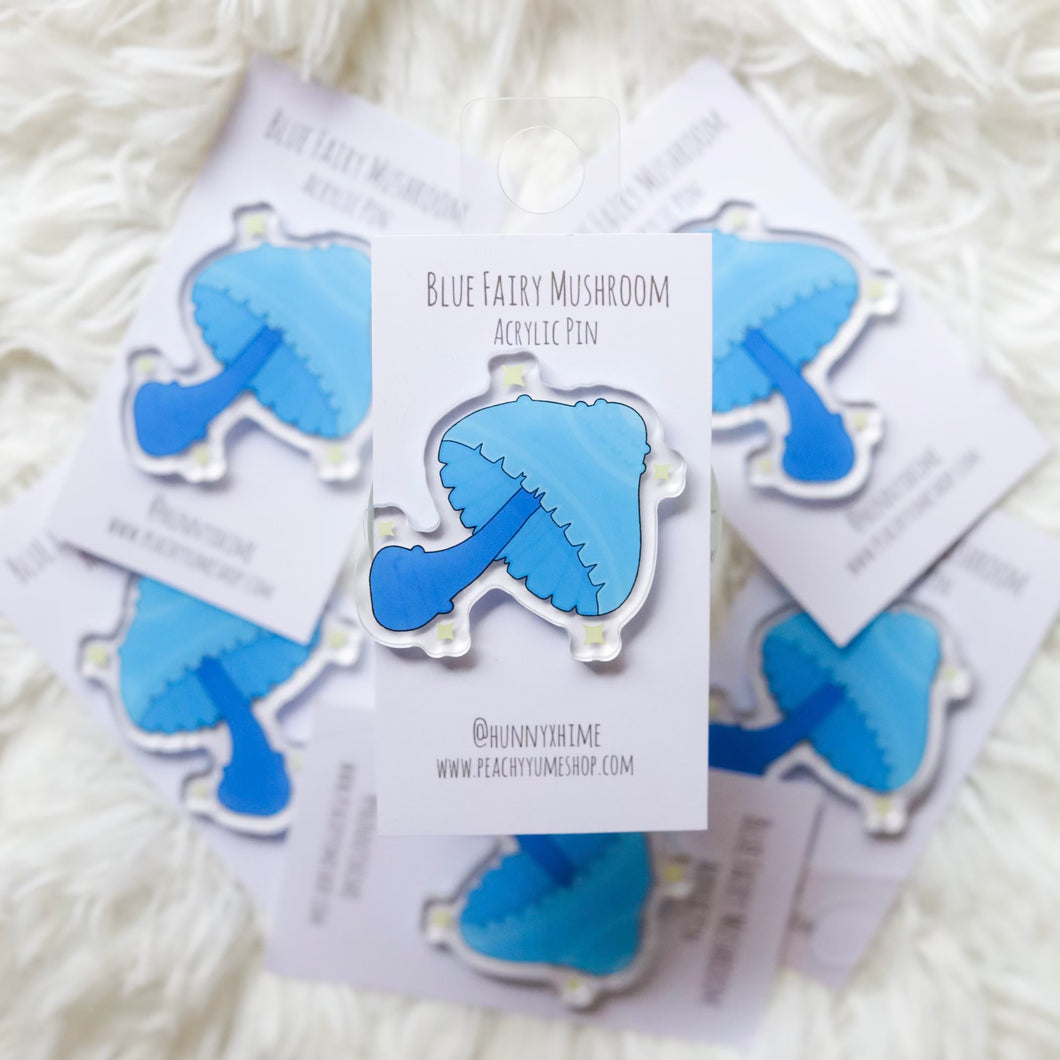 Blue Fairy Mushroom Acrylic Pin