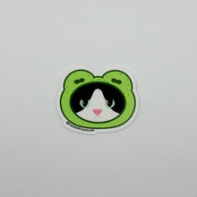 Load image into Gallery viewer, Cat with Froggy Hat Vinyl Sticker
